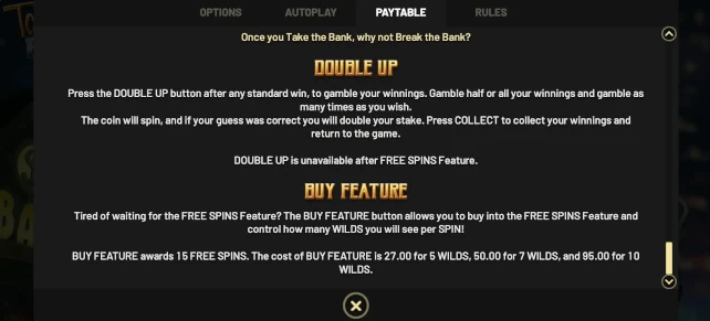 Double Up and Buy Bonus features